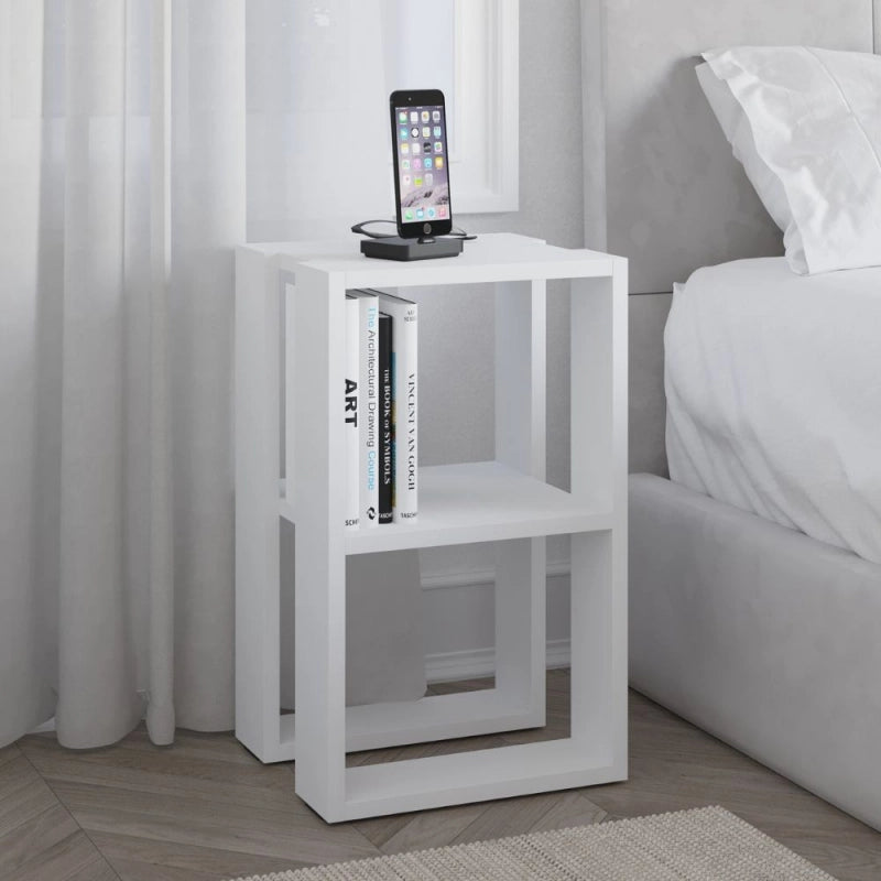 Tavolino comodino Lonie colore bianco