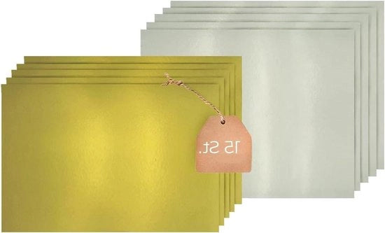 Tavolo per Torta Quadrato - Set - Oro e Argento - 3mm Cartone - Per Servire e Trasportare - Buffet - Diversi Quantitativi