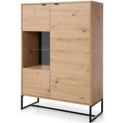 MOBILE VETRINA ARMADIO CREDENZA SOGGIORNO QUERCIA NERO 133x93x39cm AMBER