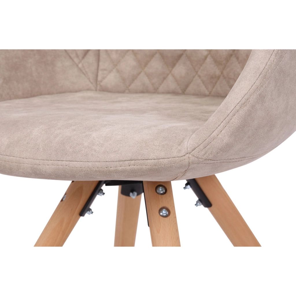 Set di 2 Sedie Chadwick in Tessuto Crema con Gambe in Faggio
