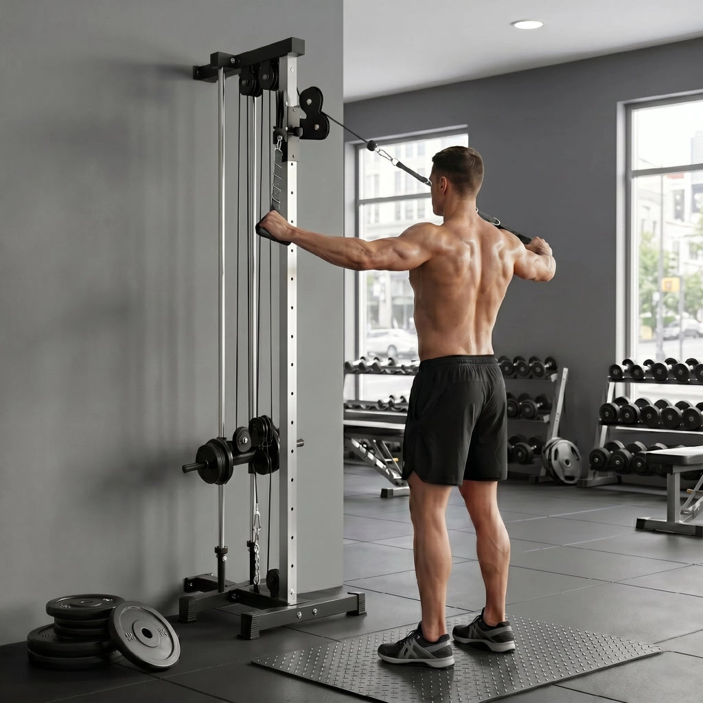 Stazione di allenamento regolabile in altezza 25-165 cm ¨C Xylo ¨C Sistema dual pulley 62x60x200 cm nero
