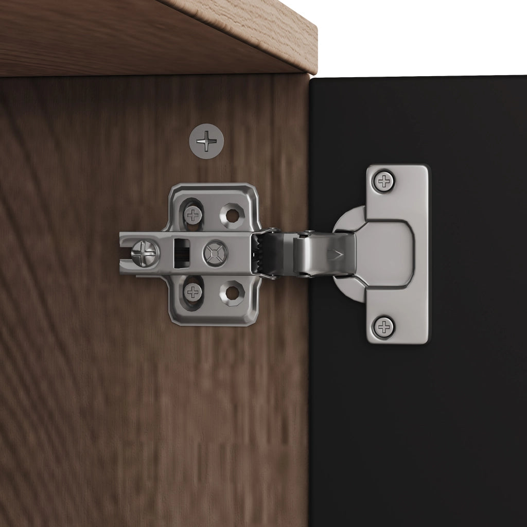 Mobile TV basso - Zephmum- 180x35x49cm, 2 ante, scaffali aperti, colore legno e nero, adatto per TV 80 pollici