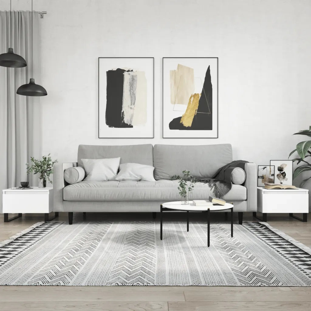 2 pz Tavolini da salotto | Tavolino da caff¨¨ | Tavolino da Soggiorno Bianchi 50x46x35cm in Legno Multistrato