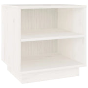 Comodino-Tavolino da notte Bianco 40x34x40 cm in Legno Massello di Pino
