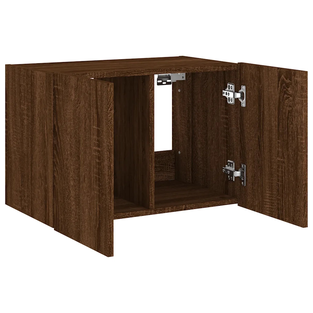 Mobile TV a Parete con Luci LED-Mobile TV a Muro Rovere Marrone 60x35x41 cm