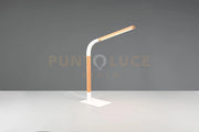 NORRIS LAMPADA DA STUDIO LED 7W 950lm, 3000K METALLO BIANCO E LEGNO FLESSIBILE CON REGOLAZIONE INTENSITA' H. 42CM