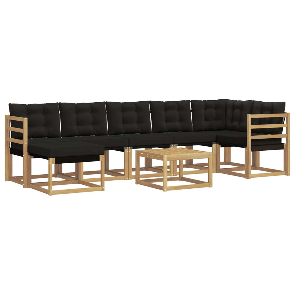 Set di divani da esterno con cuscino 8 pcs Bianco e Nero