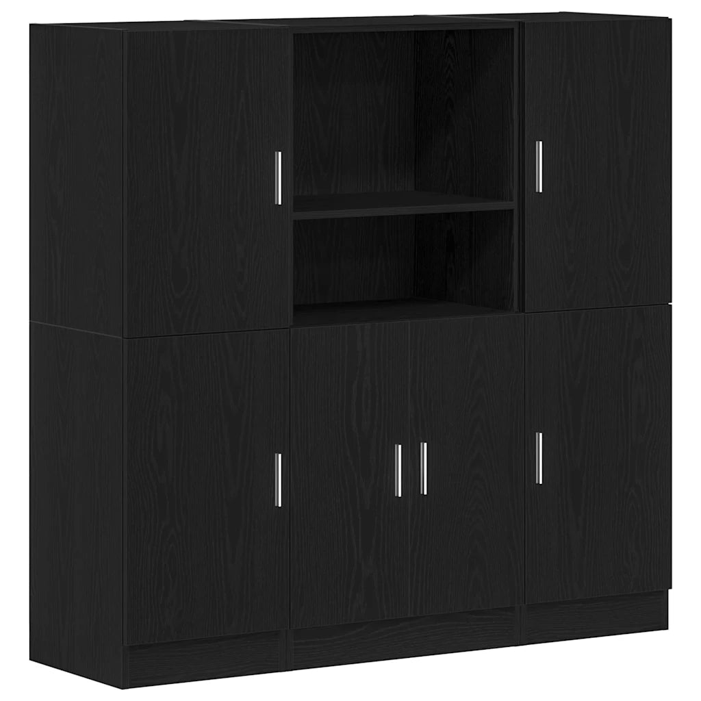 Set di Mobili da Cucina 3 pz-Armadietto Cucina Nero in Truciolato