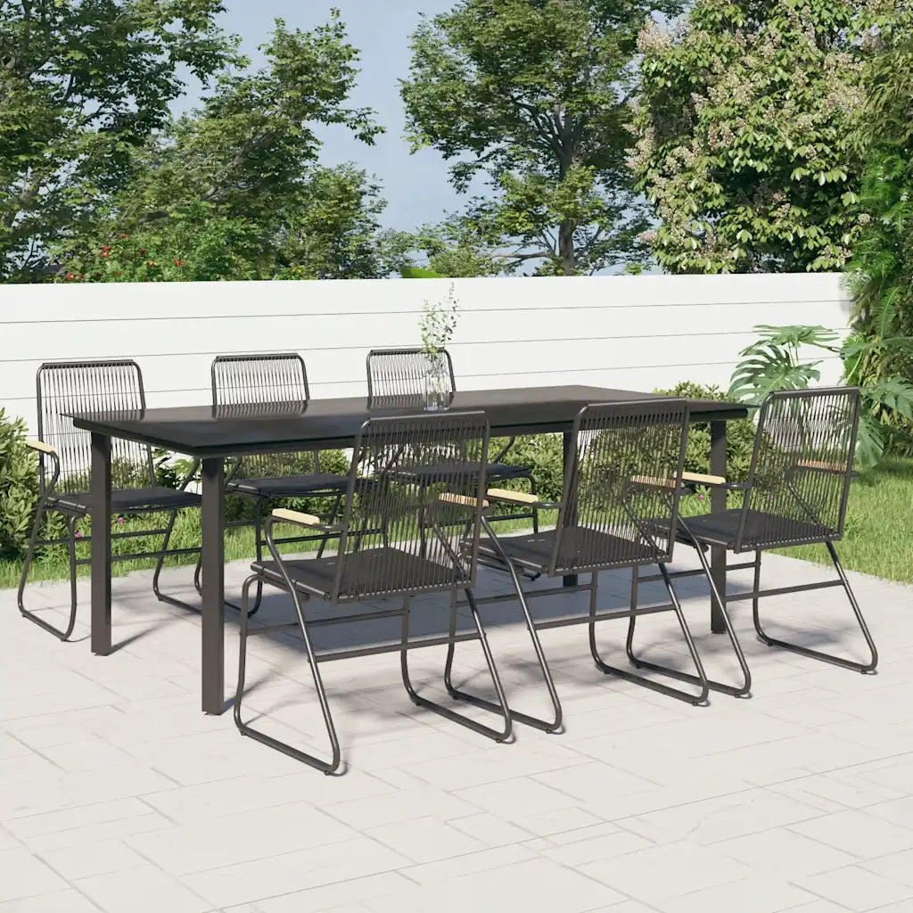 Set da Pranzo da Giardino 7 pz Nero in Rattan PVC 3099213