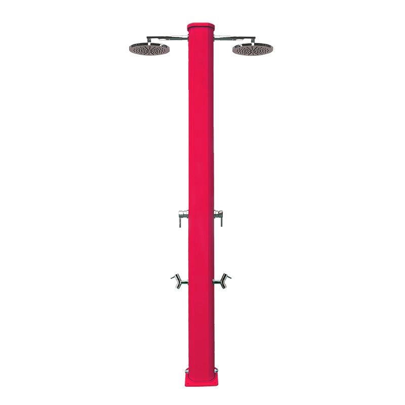 Doccia da esterno ad acqua calda e fredda BIG JOLLY 2 soffioni, in alluminio, con lavapiedi - Doccia Da Esterno Ad Acqua Calda E Fredda Big Jolly 2 Soffioni, In Alluminio, Con Lavapiedi Colore Rosso (cherry)