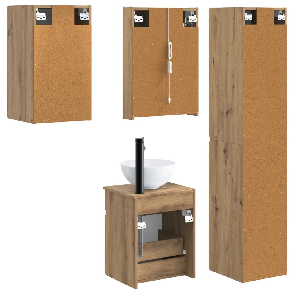 Set di Armadi da Bagno 5 pcs Rovere Artigianale 3407358