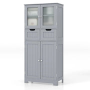 Colonna portaoggetti da bagno 60 x 30 x 128 cm con 4 ante e 2 cassetti design moderno in MDF grigio 20_0019450
