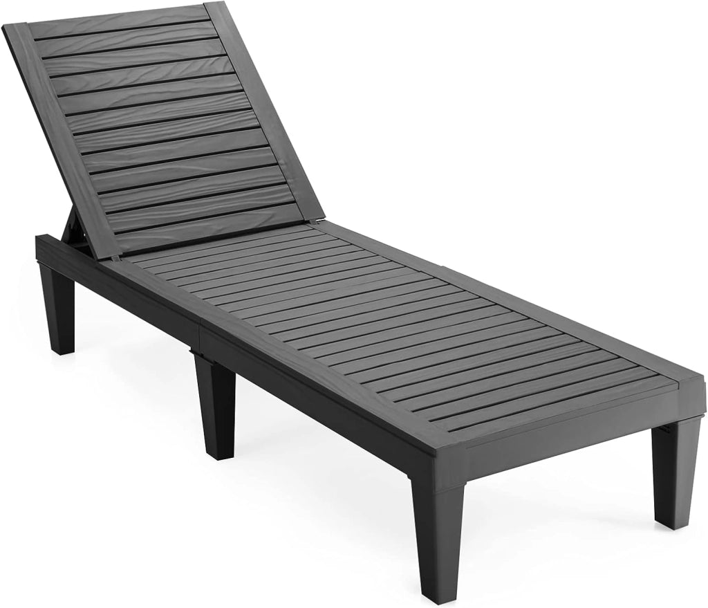 Sdraio da Giardino con Schienale Regolabile in 5 Posizioni, Sdraio Rilassante per Spiaggia, Terrazza e Piscina, 190 x 57,5 x 29 cm, 3 Colori Disponibili (Nero)
