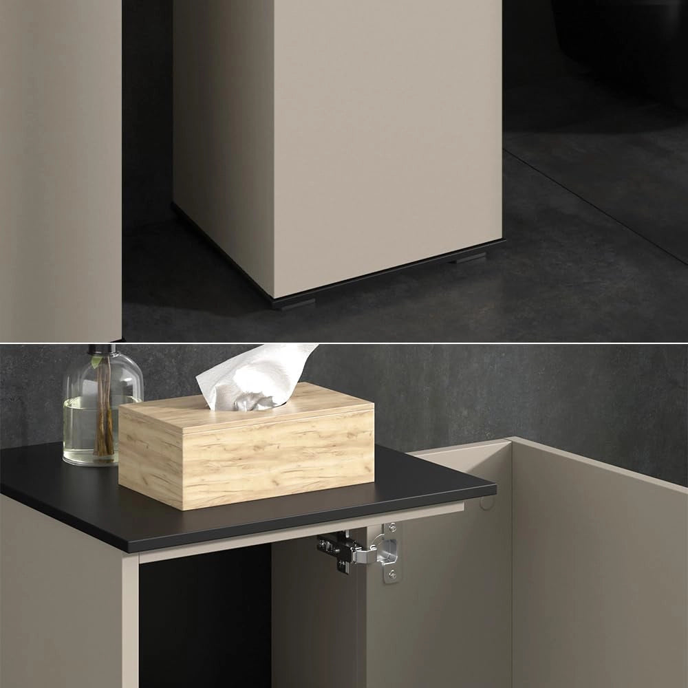 Mobiletto midi Joli, Grigio, 37 x 78 cm, adatto al montaggio a parete per riporre accessori da bagno