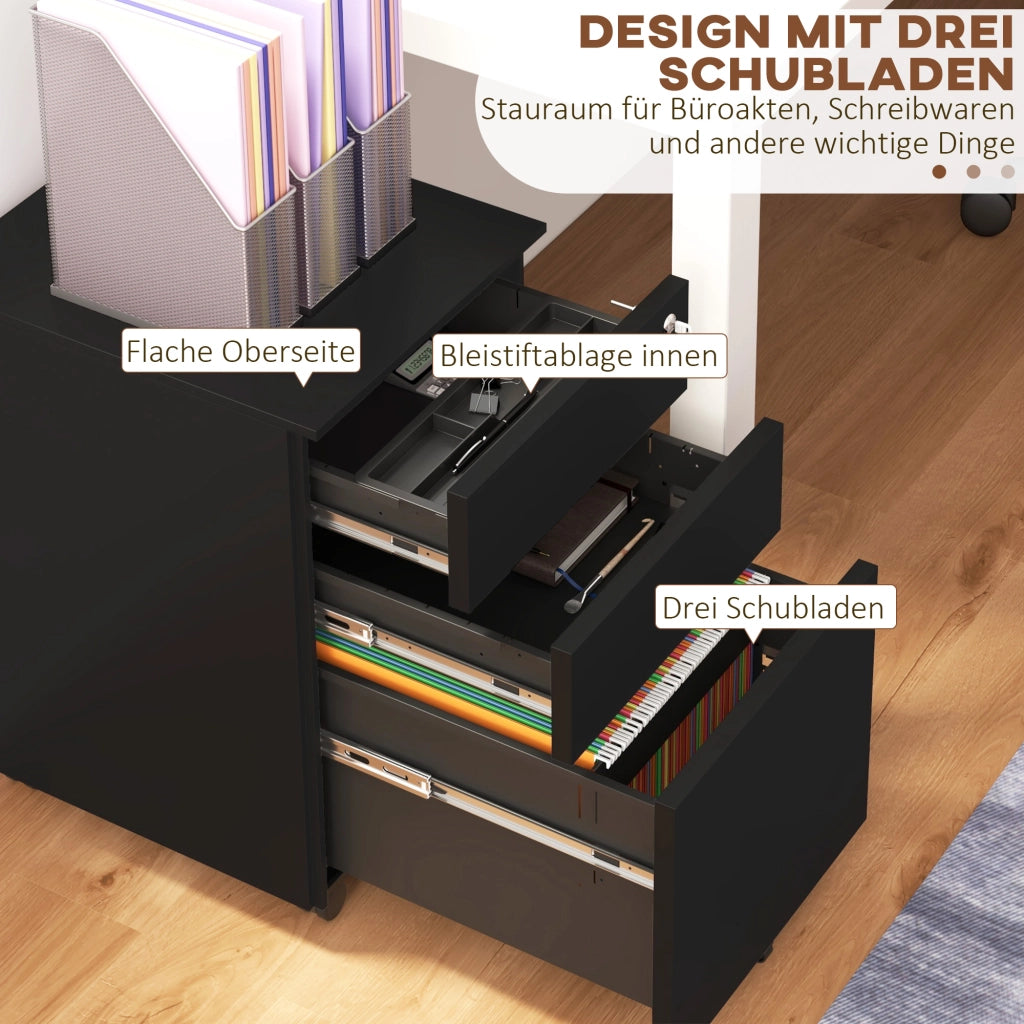 ARMADIO ARCHIVIO CON CASSETTI E SERRATURA 37 x 43,5 x 60 cm ACCIAIO NERO