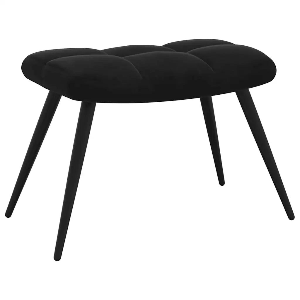 Poltrona Relax con Sgabello in Velluto Nero 328090