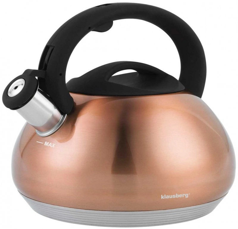 Klausberg KB-7385 Bollitore con fischietto in rame da 2,7 l in acciaio inossidabile