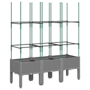 Fioriera | Cassetta per fiori | Vaso Giardino con Traliccio Grigio Chiaro 120x40x142,5cm PP