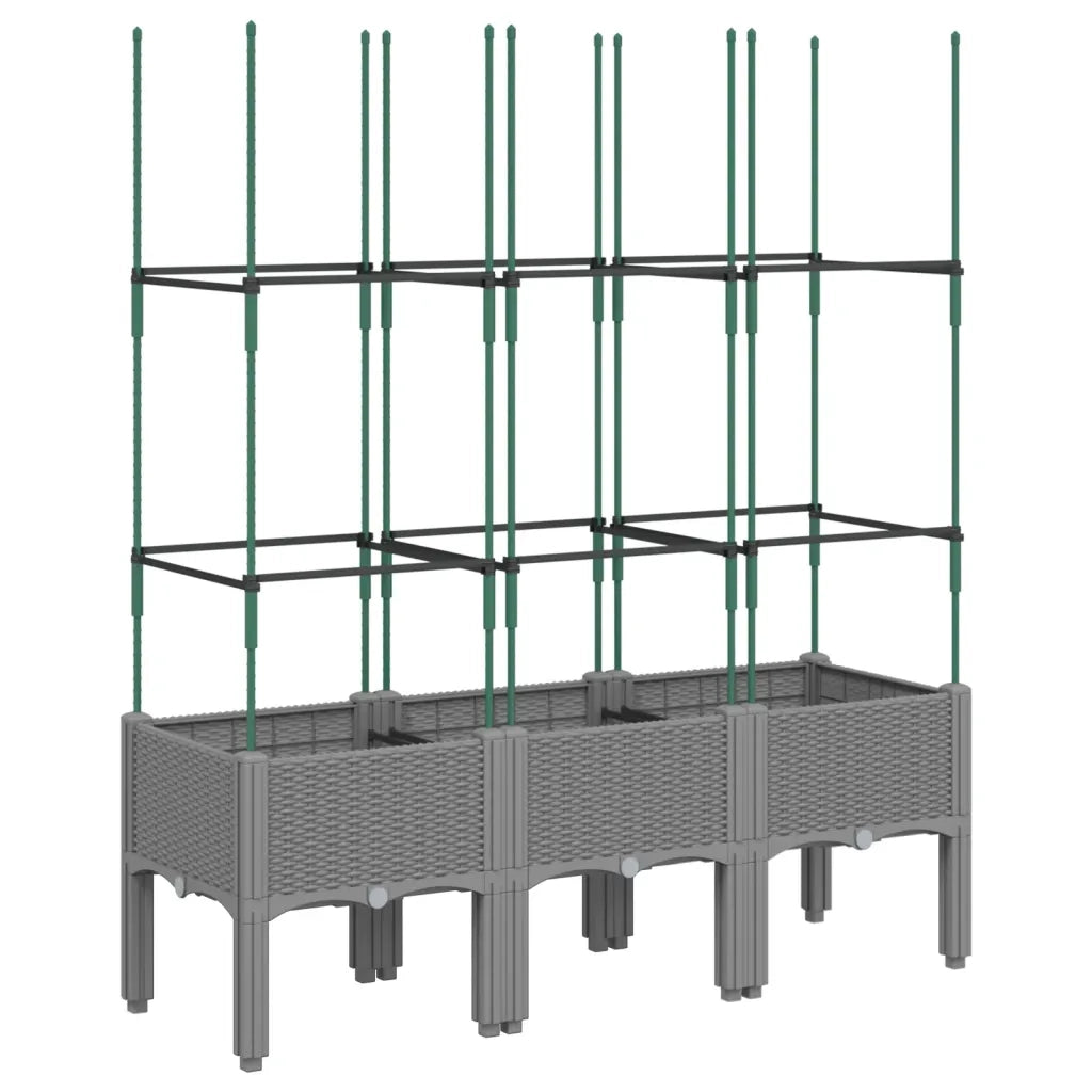 Fioriera | Cassetta per fiori | Vaso Giardino con Traliccio Grigio Chiaro 120x40x142,5cm PP