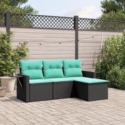 Set Divani da Giardino 4 pz con Cuscini Nero in Polyrattan 3220066