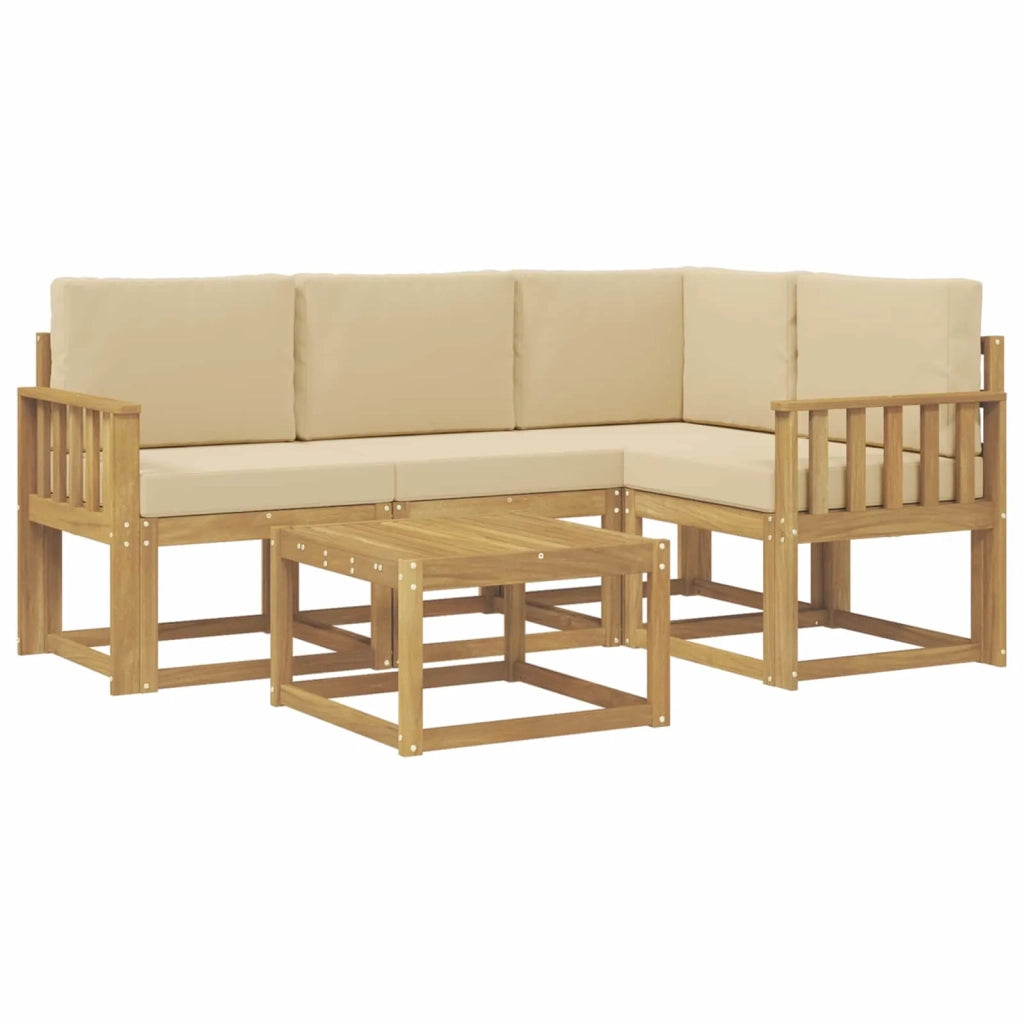 Set di divani da esterno con cuscino 5 pcs Bianco e Beige
