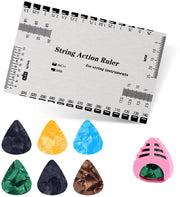 Strumento di misura per chitarre - Organizzatore di corde - 6 corde - Misuratore di tensione delle corde - Dimensioni 8,5x5,9cm - Materiale in acciaio inossidabile