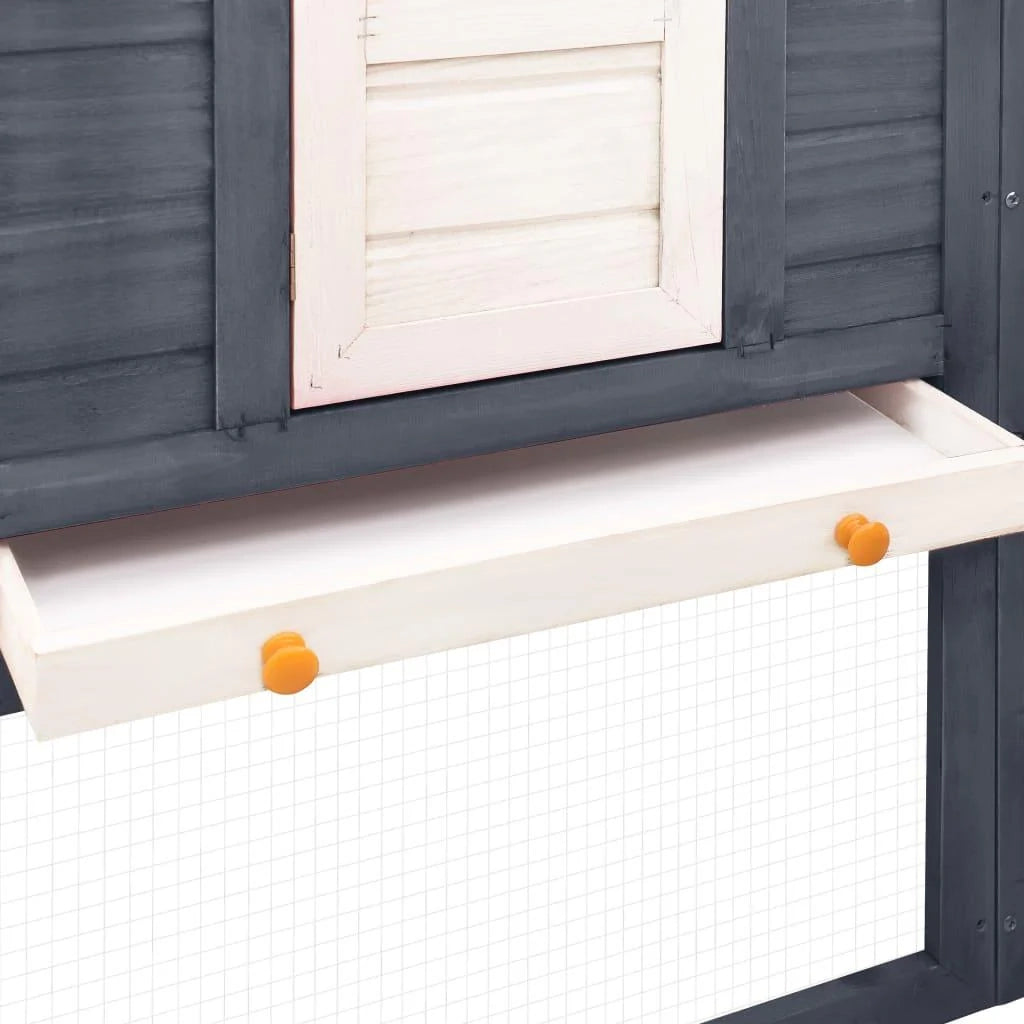 Gabbia/conigliera da esterno 250 x 192 x 105 cm con recinto grigio e bianco legno di abete 02_0000595
