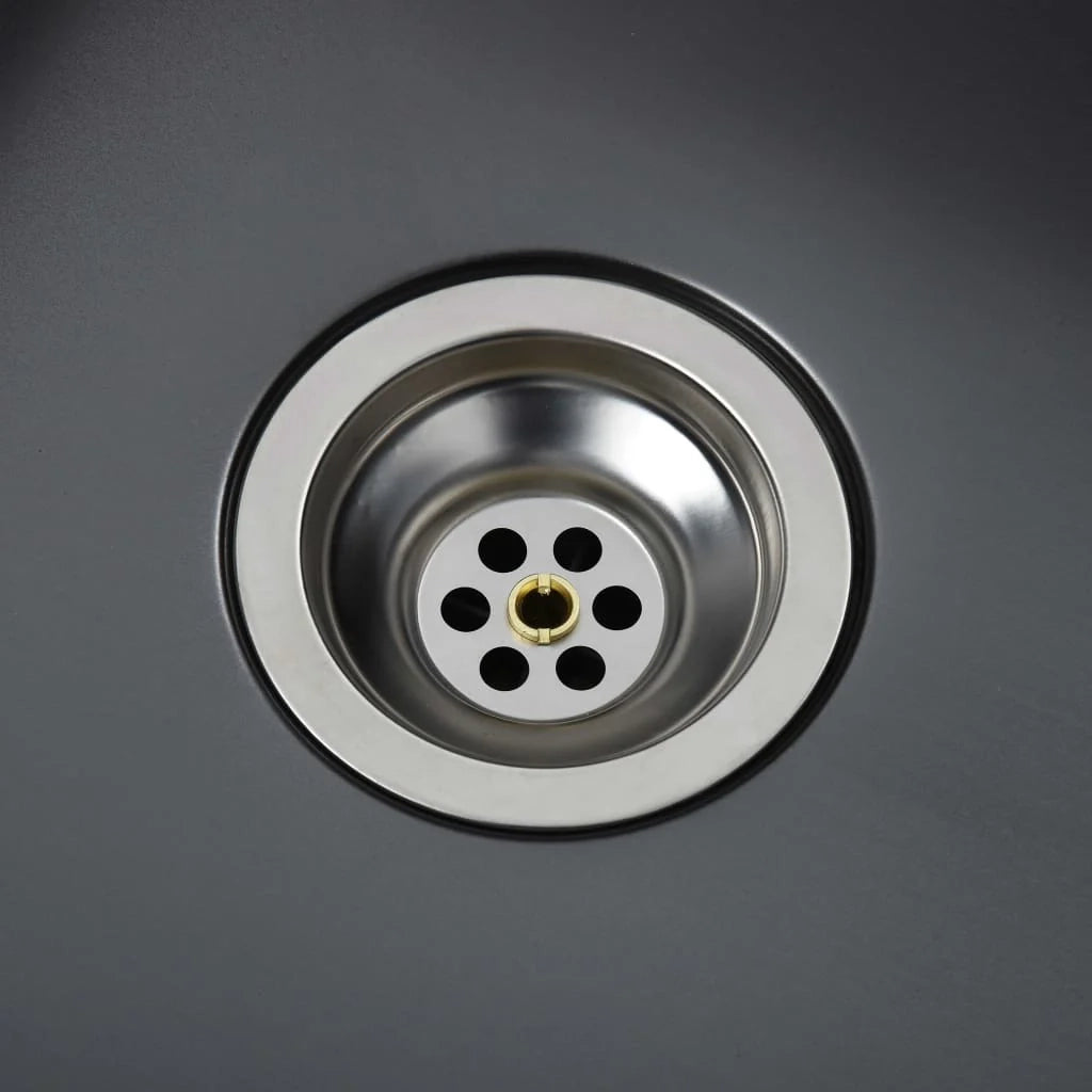 Lavello da cucina fatto a mano 70 x 44 cm acciaio inox nero 02_0002466