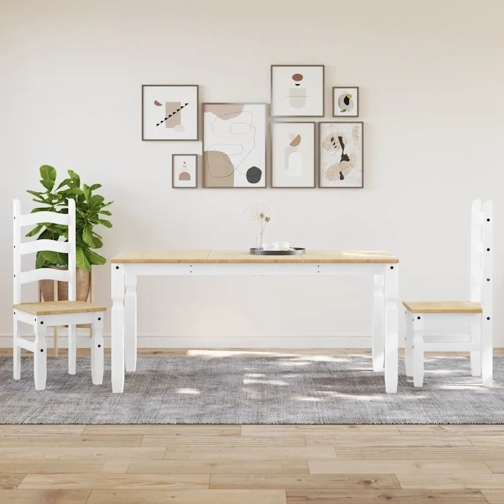 Set da Pranzo 3 pz PANAMA Bianco in Legno Massello di Pino 3345202