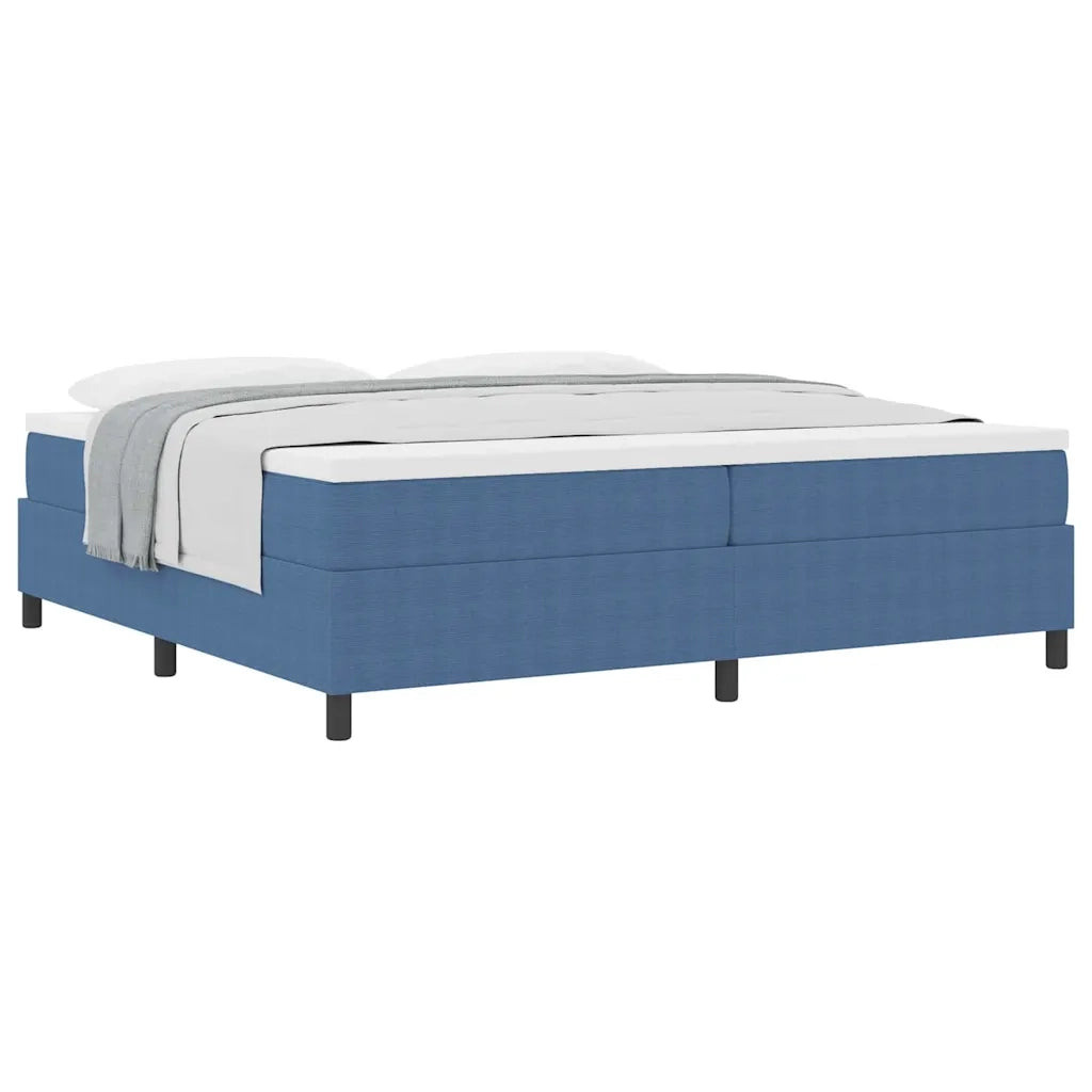 Letto a molle Blu e Bianco 200 x 200 cm Tessuto in Cords 3337485