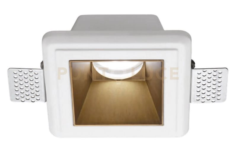 GFA642- FARETTO IN GESSO FINITURA RAME GIALLO DA INCASSO 1 LUCE ATTACCO GU10 12X12CM 7,6X7,6M