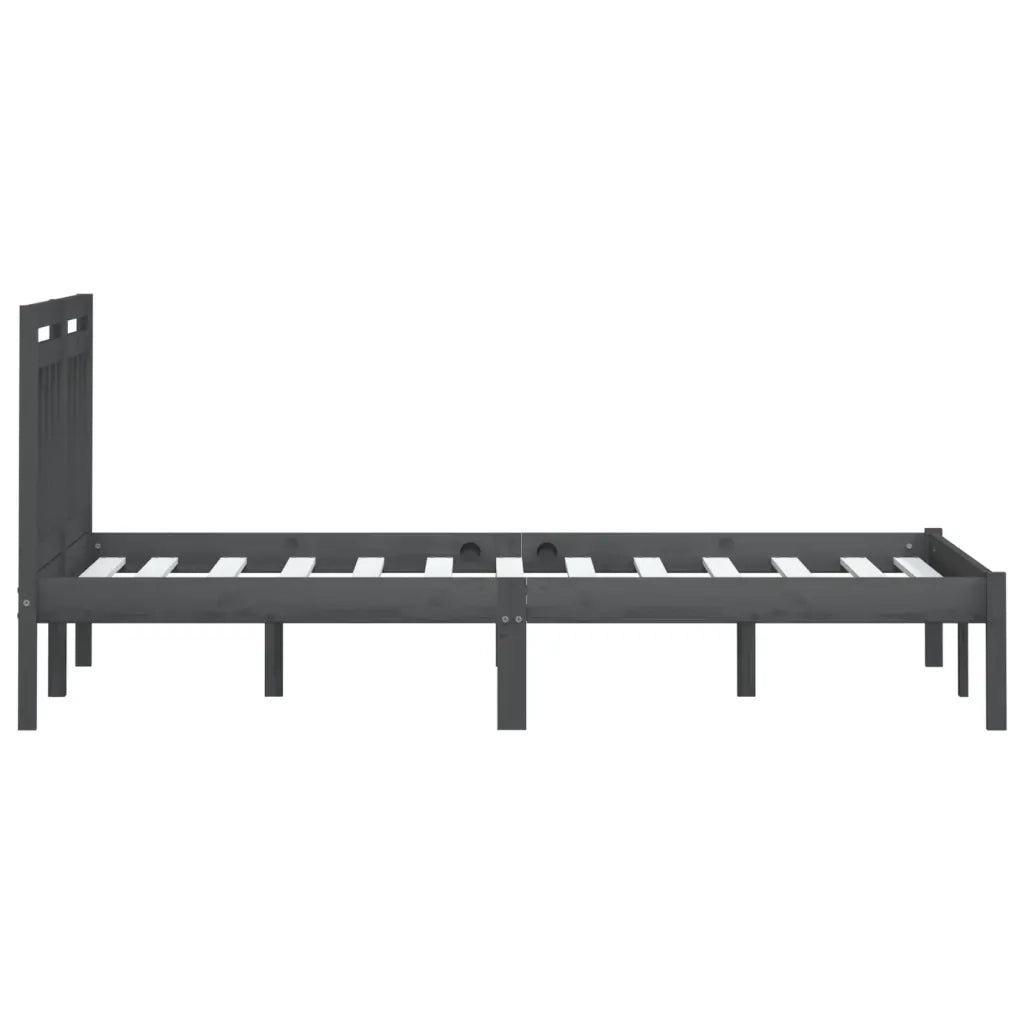 Letto matrimoniale | Letto per adulti | Giroletto Grigio in Legno Massello di Pino 200x200 cm