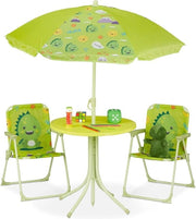 Set da giardino per bambini con ombrellone design di mostro - Gruppo di sedute per bambini per campeggio e giardino auto tavolo verde per bambini