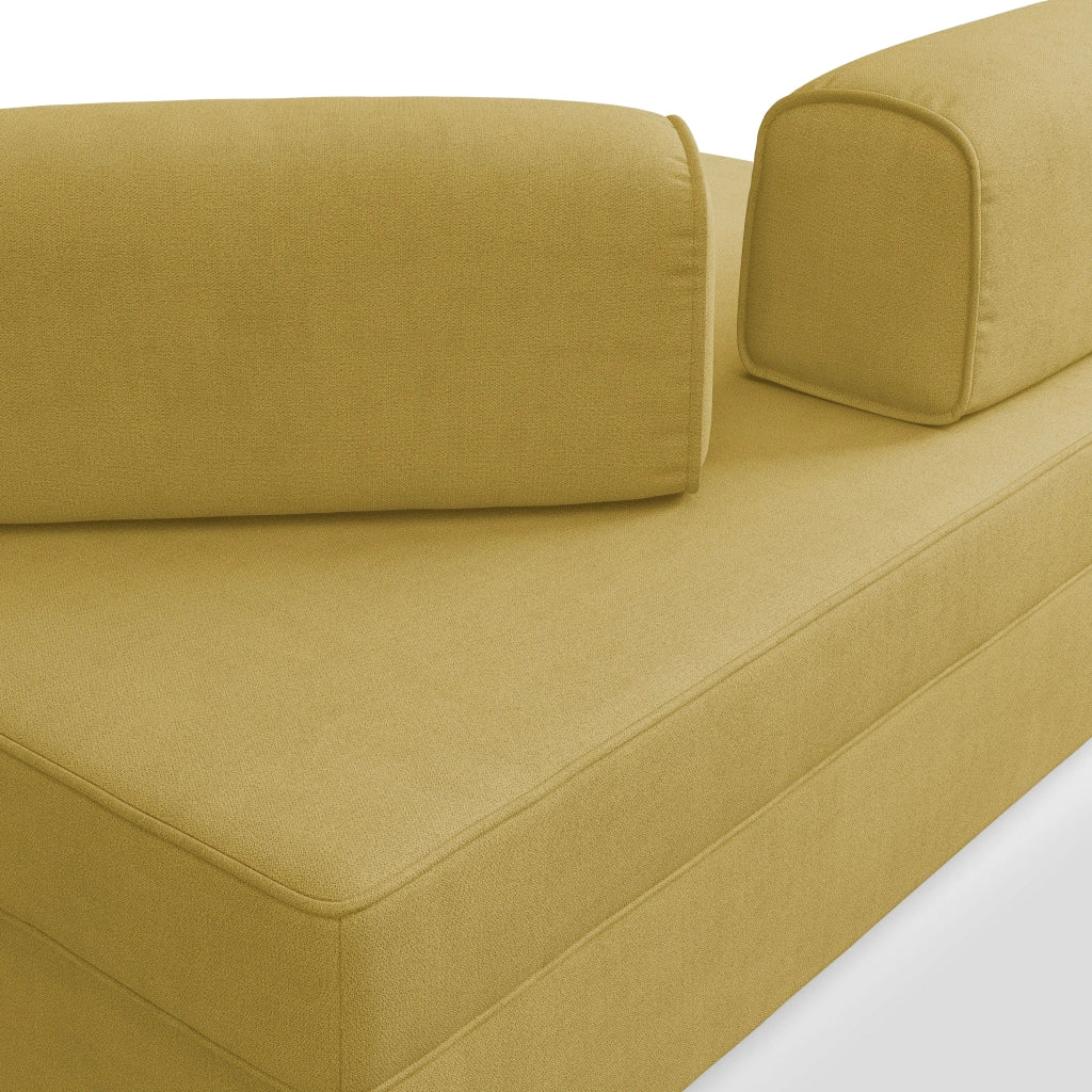 Liberty Divano con pouf estraibile e schienali movibili in tessuto morbido impermeabile T02 160 cm giallo