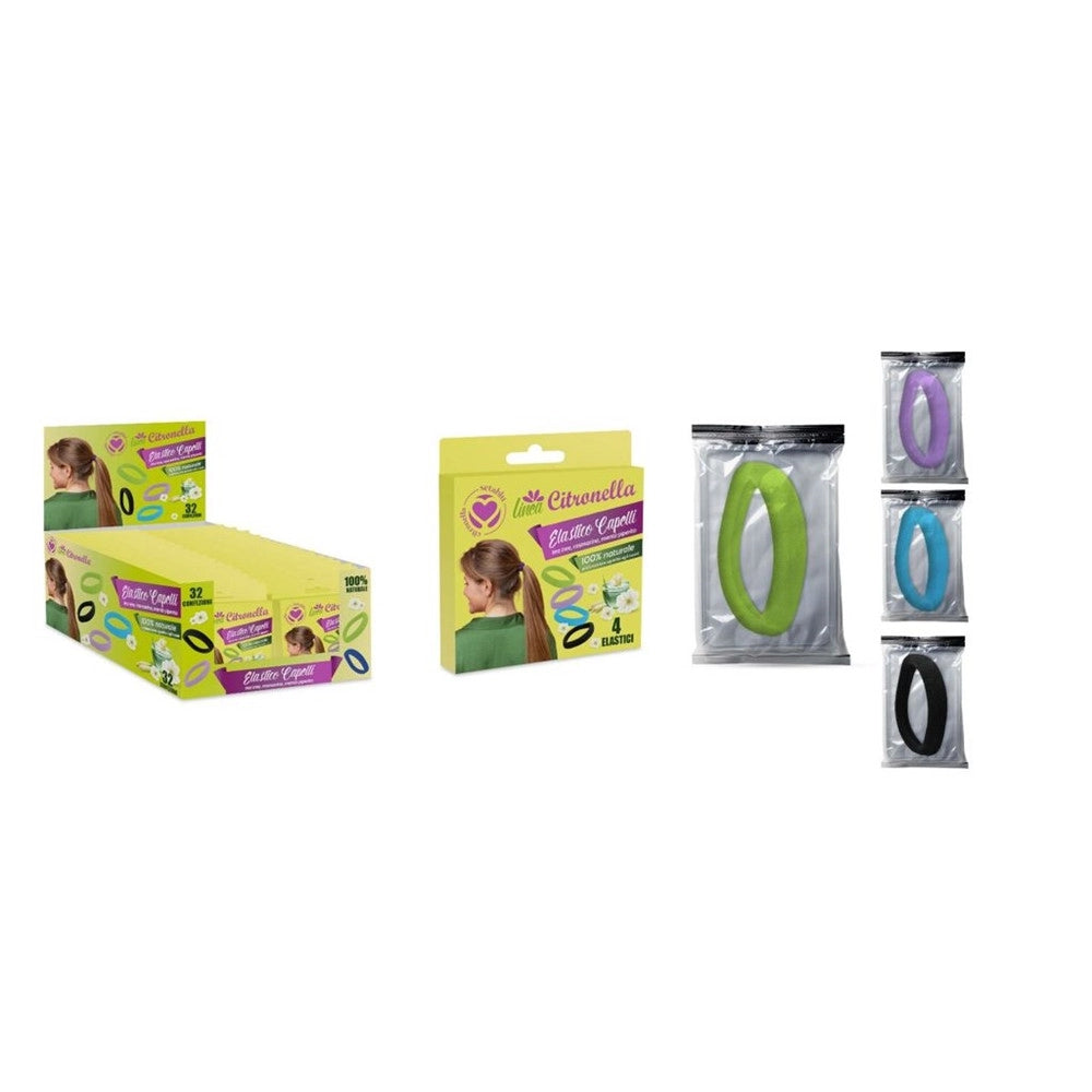 Trade Shop - Set 32pz Da 4 Elastici Capelli Antizanzare Colorati Profumo Repellente Insetti 035061 -