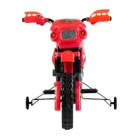 Moto Elettrica per Bambini 3-6 Anni in Plastica PP con Ruote di Supporto, Fari e Musica, 102x53x66 cm, Rosso e Nero
