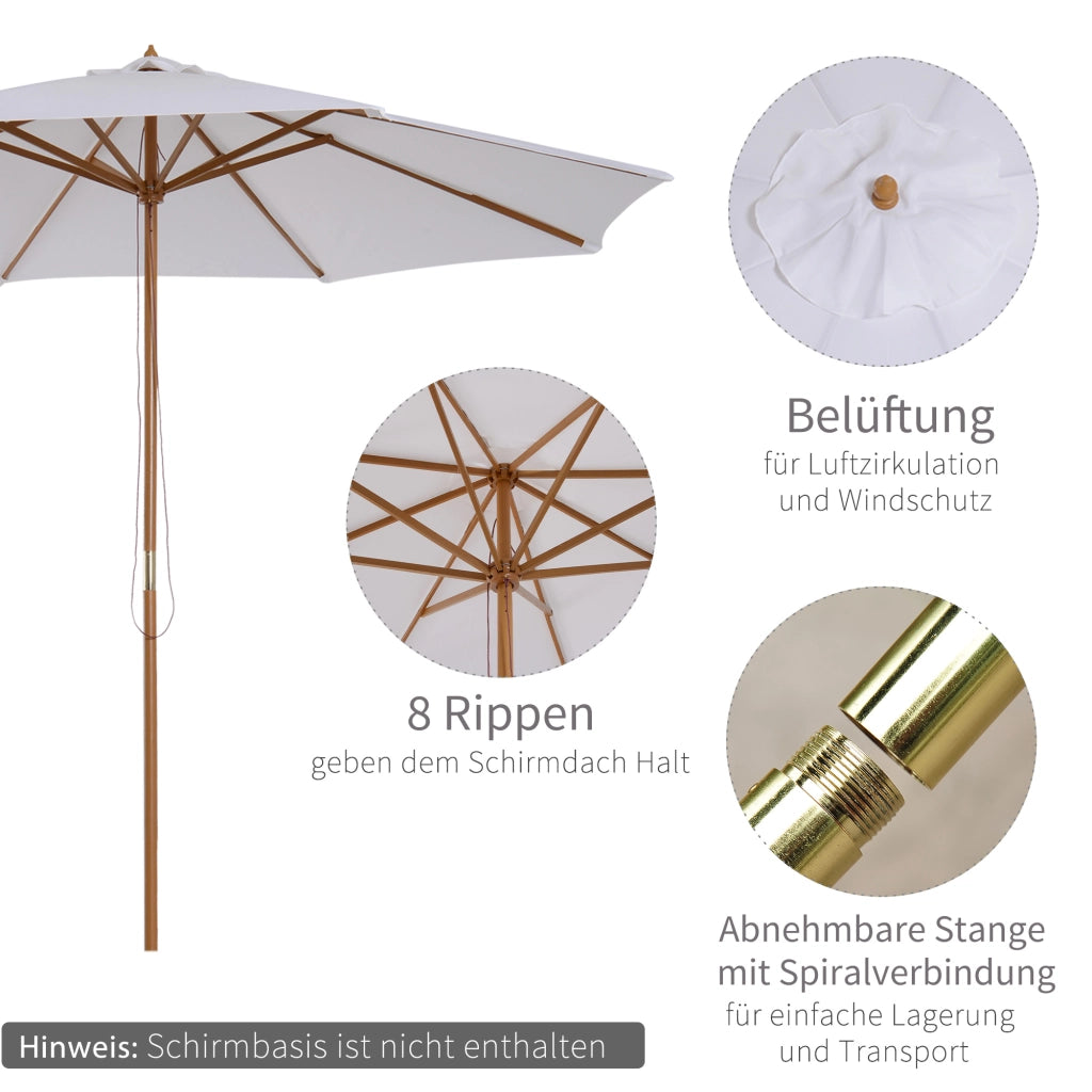 Sonnenschirm ? 300 cm ¨C zephmum ¨C Legno, Bianco