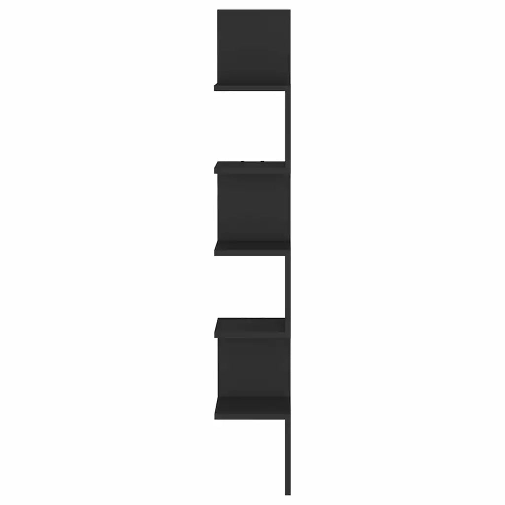 Scaffale Angolare Muro Nero 20x20x127,5cm Truciolato 807278