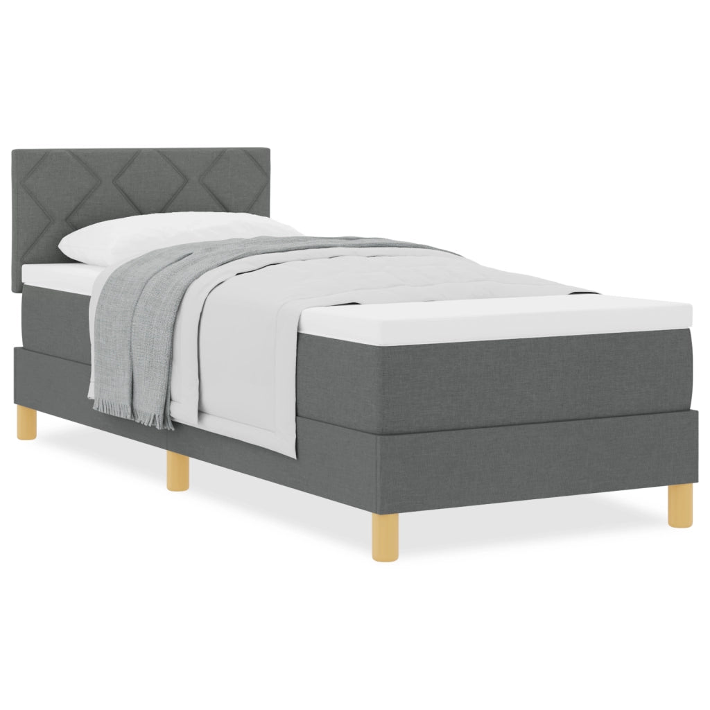 Letto box spring con materasso grigio scuro 80x200 cm in tessuto