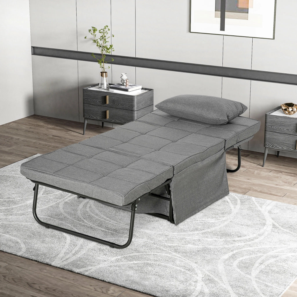 Pouf Letto Pieghevole con Schienale Reclinabile ¨C zephmum ¨C Grigio