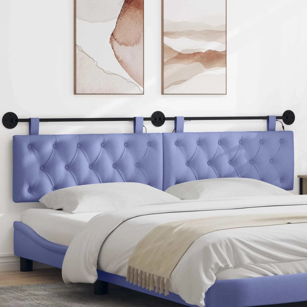 Testiera sospesa Con luce LED Blu jeans Tessuto