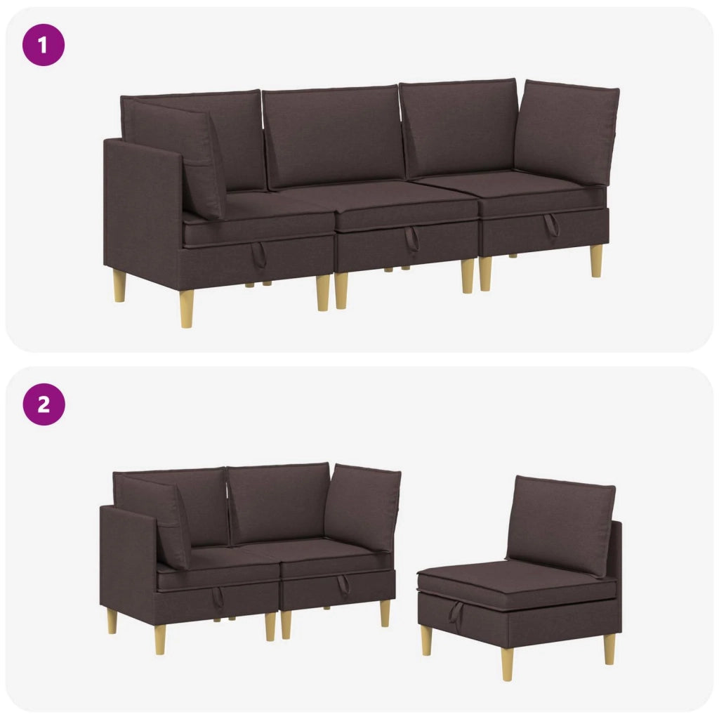 Set di mobili per il soggiorno 3 pcs Marrone Scuro Tessuto 3413693