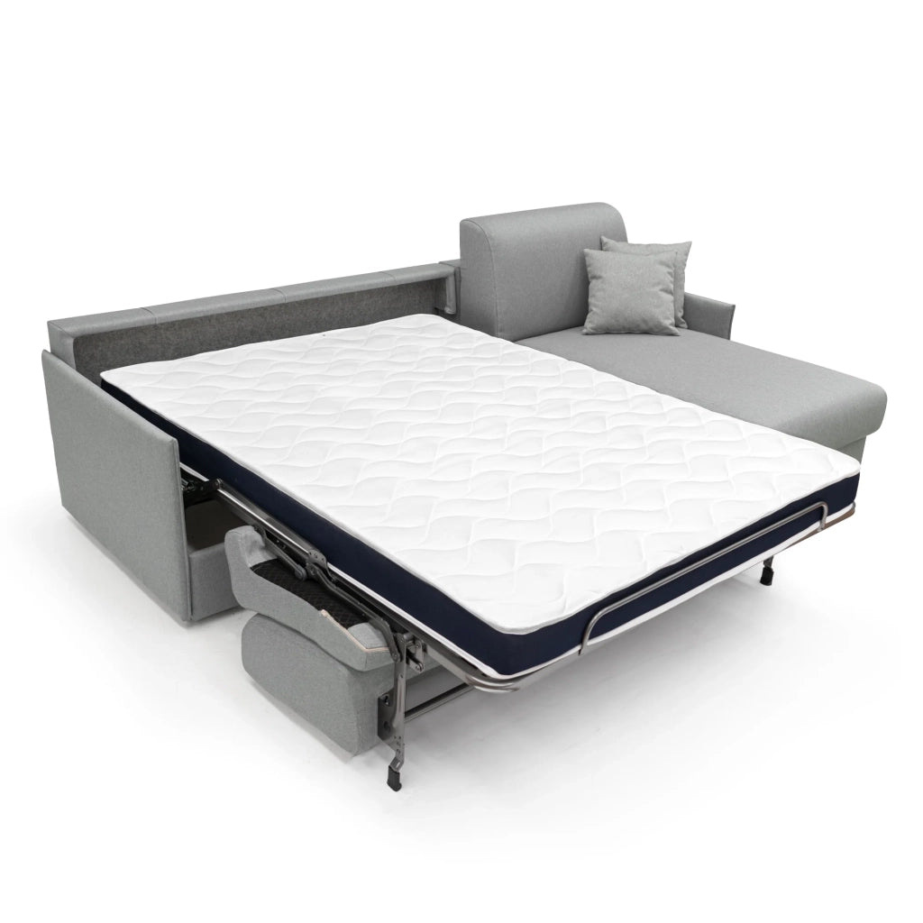 Evans Divano letto angolare con penisola in morbido tessuto impermeabile T13 272 cm Destro (mat. 160x197)  grigio