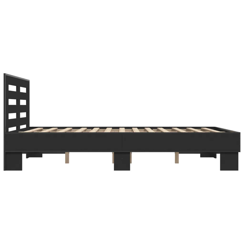 Giroletto Nero 140x200 cm in Legno Multistrato e Metallo 3280102