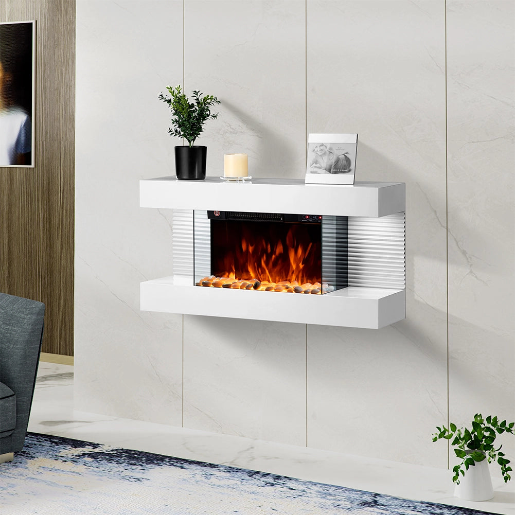 Camino Elettrico Saint Moritz da Parete con Fiamma Realistica Caminetto a Muro