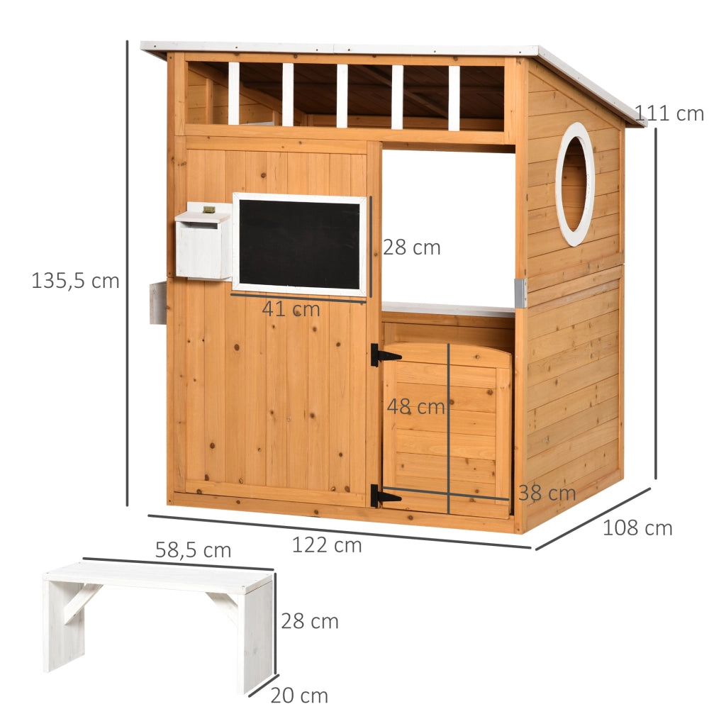 Casetta in legno per bambini con cassetta delle lettere e fioriera ¨C Minimal ¨C Naturale
