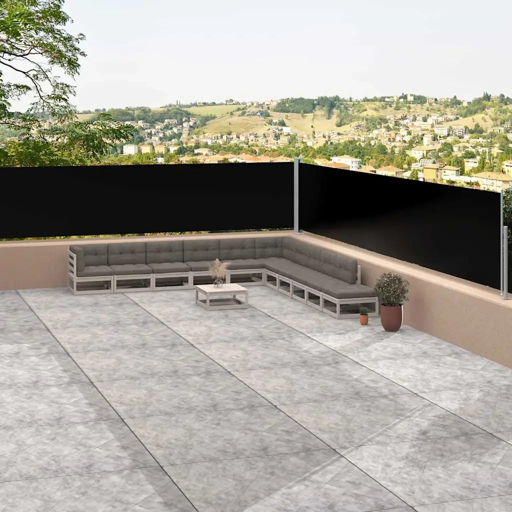 Tenda Laterale retrattile-Tenda parasole per balcone Nera 117x1200 cm