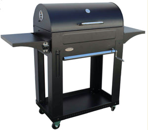 Barbecue a Carbone 140x44x120 cm con 3 Griglie e Coperchio in Acciaio Milano Nero