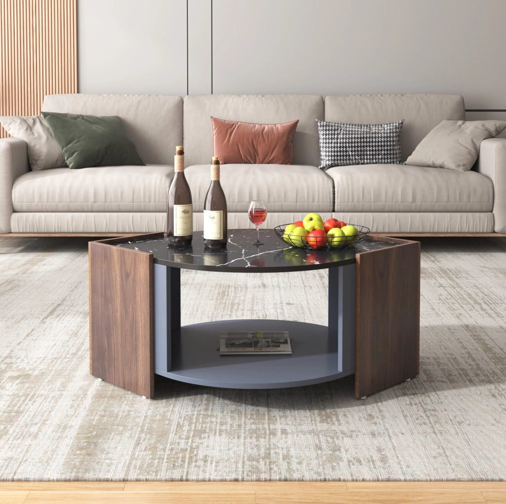 Tavolino da salotto 96.5x63x40 cm con vano contenitore; pannello truciolare nero