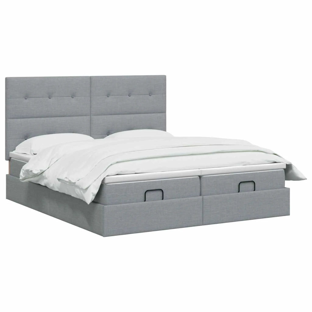 Letto ottomano con materasso 2 pz Grigio Chiaro Tessuto 3457855